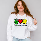 Peace Love Autism, Autism Theme T-shirt, Hoodie, Sweatshirt
