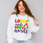 Love Needs No Words, Autism Theme T-shirt, Hoodie, Sweatshirt