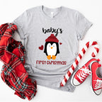 Baby's First Christmas Penguin Design - Christmas Unisex Crewneck T-Shirt Sweatshirt Hoodie