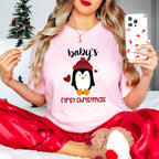 Baby's First Christmas Penguin Design - Christmas Unisex Crewneck T-Shirt Sweatshirt Hoodie