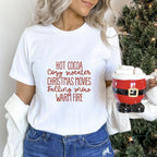 Hot Cocoa Christmas Movies Warm Fire - Christmas Unisex Crewneck T-Shirt Sweatshirt Hoodie