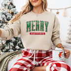 Green Merry Christmas Design - Christmas Unisex Crewneck T-Shirt Sweatshirt Hoodie