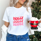 Holly Jolly Mama Pink Design - Christmas Unisex Crewneck T-Shirt Sweatshirt Hoodie