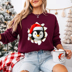 3D Christmas Penguin Head Design - Christmas Unisex Crewneck T-Shirt Sweatshirt Hoodie