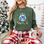 Snowman Globe Design - Christmas Unisex Crewneck T-Shirt Sweatshirt Hoodie