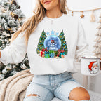 Snowman Globe Design - Christmas Unisex Crewneck T-Shirt Sweatshirt Hoodie