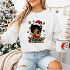 Afro Woman Merry Christmas - Christmas Unisex Crewneck T-Shirt Sweatshirt Hoodie