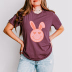 Peach Bunny Ears Smiley Easter Day Unisex Crewneck T-Shirt Sweatshirt Hoodie