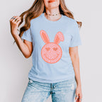 Peach Bunny Ears Smiley Easter Day Unisex Crewneck T-Shirt Sweatshirt Hoodie