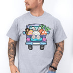 Bunny Truck Easter Day Unisex Crewneck T-Shirt Sweatshirt Hoodie