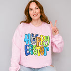 Hoppy Easter Blue Bunny Face Easter Day Unisex Crewneck T-Shirt Sweatshirt Hoodie