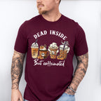 Dead Inside But Coffeinated Design - Halloween Unisex Crewneck T-Shirt Sweatshirt Hoodie