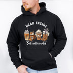 Dead Inside But Coffeinated Design - Halloween Unisex Crewneck T-Shirt Sweatshirt Hoodie