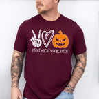 Halloween Peace Love Pumpkin Design - Halloween Unisex Crewneck T-Shirt Sweatshirt Hoodie
