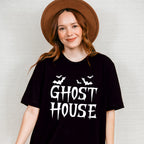 Ghost House Design - Halloween Unisex Crewneck T-Shirt Sweatshirt Hoodie