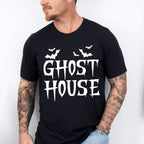 Ghost House Design - Halloween Unisex Crewneck T-Shirt Sweatshirt Hoodie