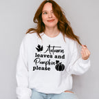 Autumn Leaves And Pumpkin Please Design - Fall Theme Unisex Crewneck T-Shirt Sweatshirt Hoodie