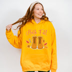Hello Fall Boots Design - Fall Theme Unisex Crewneck T-Shirt Sweatshirt Hoodie