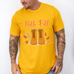 Hello Fall Boots Design - Fall Theme Unisex Crewneck T-Shirt Sweatshirt Hoodie