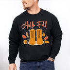 Hello Fall Boots Design - Fall Theme Unisex Crewneck T-Shirt Sweatshirt Hoodie