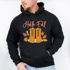 Hello Fall Boots Design - Fall Theme Unisex Crewneck T-Shirt Sweatshirt Hoodie