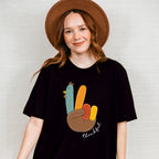 Turkey Peace Sign Thankful - Thanksgiving Theme Unisex Crewneck T-Shirt Sweatshirt Hoodie