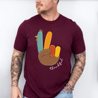 Turkey Peace Sign Thankful - Thanksgiving Theme Unisex Crewneck T-Shirt Sweatshirt Hoodie