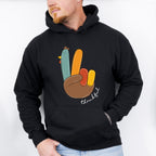 Turkey Peace Sign Thankful - Thanksgiving Theme Unisex Crewneck T-Shirt Sweatshirt Hoodie
