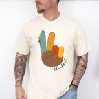 Turkey Peace Sign Thankful - Thanksgiving Theme Unisex Crewneck T-Shirt Sweatshirt Hoodie
