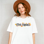 Give Thanks Leaves Design - Thanksgiving Theme Unisex Crewneck T-Shirt Sweatshirt Hoodie