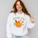 Autumn Vibes Pumpkin Design - Fall Theme Unisex Crewneck T-Shirt Sweatshirt Hoodie
