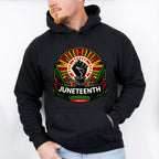African Colors Rising Fist - Juneteenth Unisex Crewneck T-Shirt Sweatshirt Hoodie
