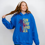 Sun Surf Sand Sea Palms Design - Surfing Unisex Crewneck T-Shirt Sweatshirt Hoodie