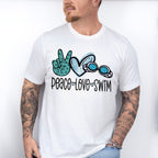 Peace Love Swim Doodles Design - Swimming Unisex Crewneck T-Shirt Sweatshirt Hoodie