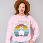 LLAMASTE Retro Sunset Design - Yoga Unisex Crewneck T-Shirt Sweatshirt Hoodie