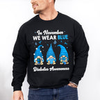 In November We Wear Blue Gnome - Diabetes Unisex Crewneck T-Shirt Sweatshirt Hoodie