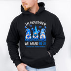 In November We Wear Blue Gnomes - Diabetes Unisex Crewneck T-Shirt Sweatshirt Hoodie