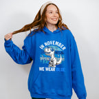 In November We Wear Blue Dinosaur - Diabetes Unisex Crewneck T-Shirt Sweatshirt Hoodie