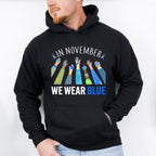 In November We Wear Blue Design - Diabetes Unisex Crewneck T-Shirt Sweatshirt Hoodie
