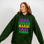 Thick Thighs Mardi Gras Vibes Design - Mardi Gras Unisex Crewneck T-Shirt Sweatshirt Hoodie