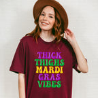 Thick Thighs Mardi Gras Vibes Design - Mardi Gras Unisex Crewneck T-Shirt Sweatshirt Hoodie