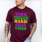 Thick Thighs Mardi Gras Vibes Design - Mardi Gras Unisex Crewneck T-Shirt Sweatshirt Hoodie