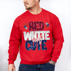 Glitter Red White And Cute 4th Of July Unisex Crewneck T-Shirt Sweatshirt Hoodie