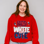 Glitter Red White And Cute 4th Of July Unisex Crewneck T-Shirt Sweatshirt Hoodie