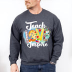 Teach Love Inspire Design - Teacher Unisex Crewneck T-Shirt Sweatshirt Hoodie