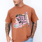 Teaching is a Work of Heart Design - Teacher Unisex Crewneck T-Shirt Sweatshirt Hoodie