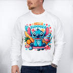 Stitch Hello Summer Design - Summer Theme Unisex Crewneck T-Shirt Sweatshirt Hoodie