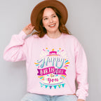 Happy Birthday To You Blue Pink - Birthday Unisex Crewneck T-Shirt Sweatshirt Hoodie