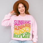 Sunrise Sunburn Sunset Repeat - Summer Theme Unisex Crewneck T-Shirt Sweatshirt Hoodie