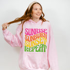 Sunrise Sunburn Sunset Repeat - Summer Theme Unisex Crewneck T-Shirt Sweatshirt Hoodie